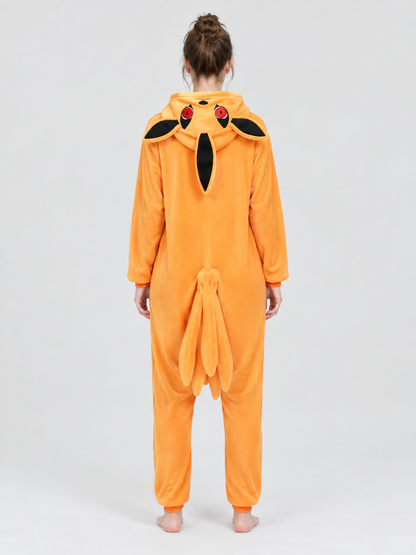 Orange Kigurumi Pajama with Hood and Decorative Ears
