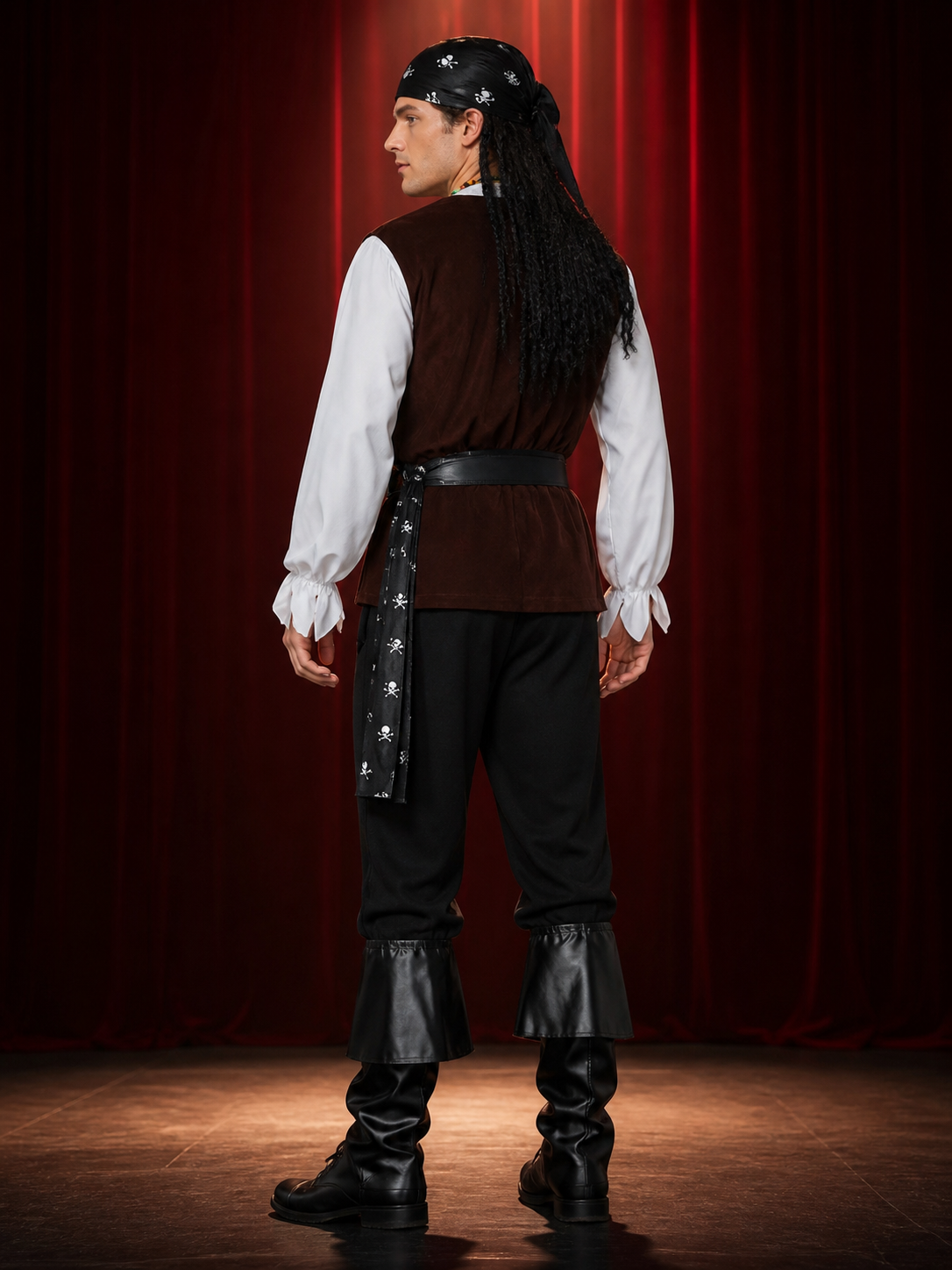 Pirate Cosplay Costume with Vest for Masquerades back view
