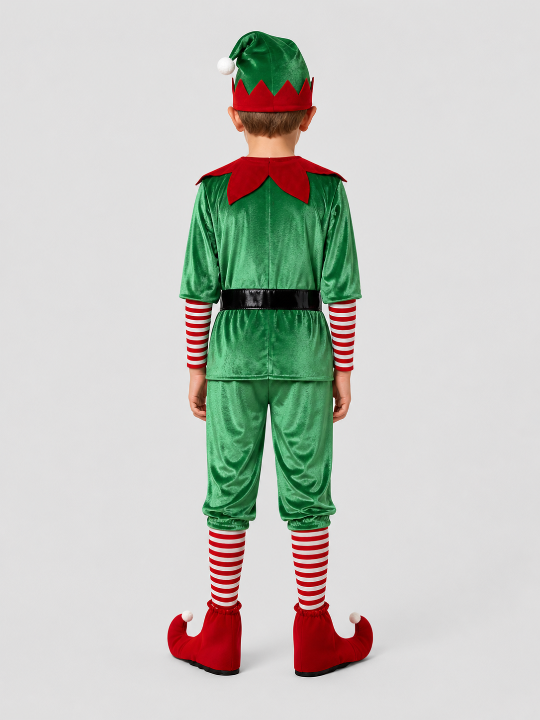Christmas Elf Costume Set with Hat and Boot Covers back view