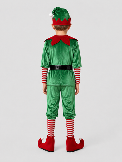 Christmas Elf Costume Set with Hat and Boot Covers back view