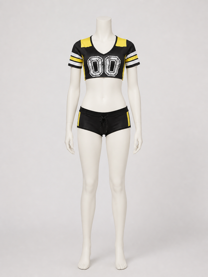 Cheerleading Costume Set: Top and Shorts with Number 00 back view