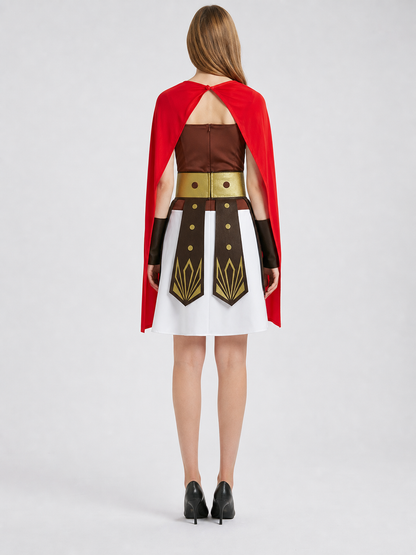 Roman Gladiator Costume with Cape and Bracers