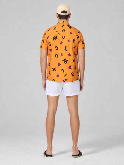 Orange cosplay shirt with collar and pocket