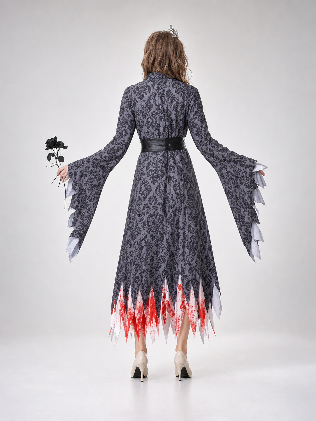 Gothic Vampire Costume: Dress, Belt, and Crown