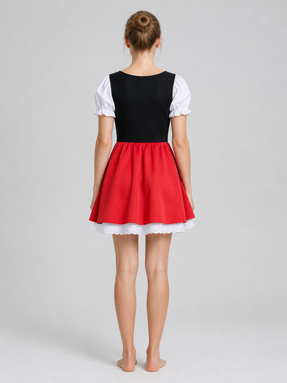 Oktoberfest Dress with Lace-Up Front and Full Skirt back view