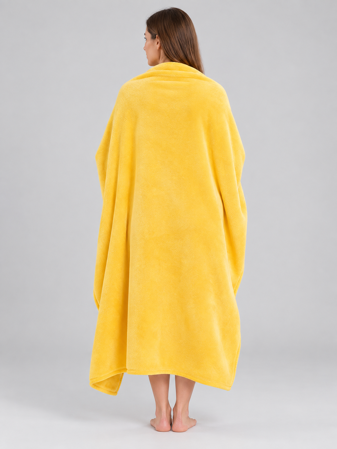 Yellow Solid Color Polyester Blanket with Binding