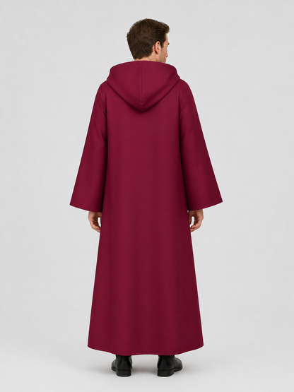 Burgundy Long Hooded Cape for Vampire Cosplay back view