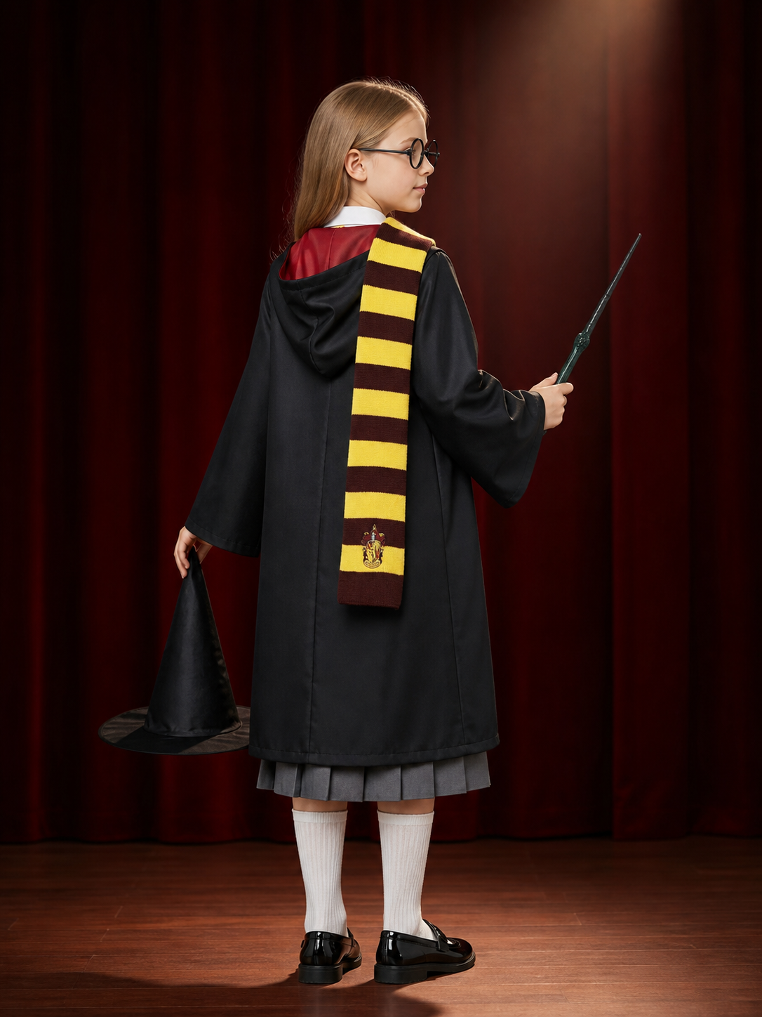 Harry Potter-Style Hooded Robe for Cosplay back view
