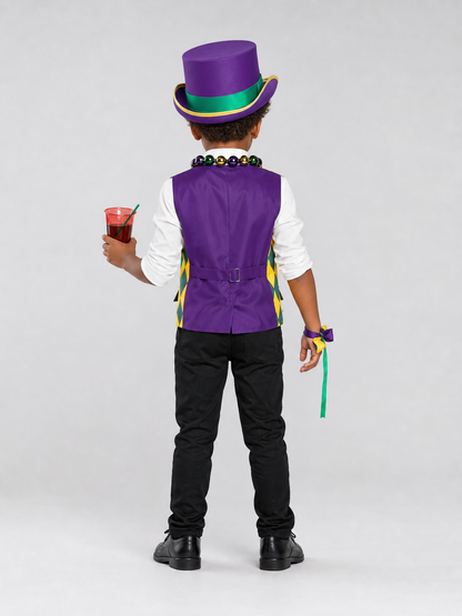 Children's Carnival Costume Plaid Vest and Hat