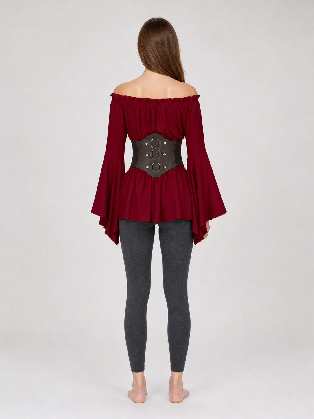 Medieval Red Dress with Belt and Sleeves