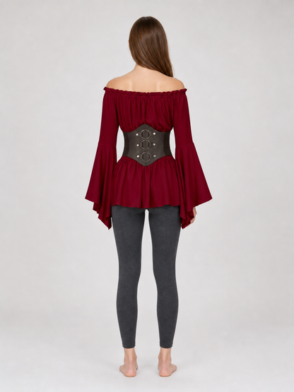 Medieval Red Dress with Belt and Sleeves