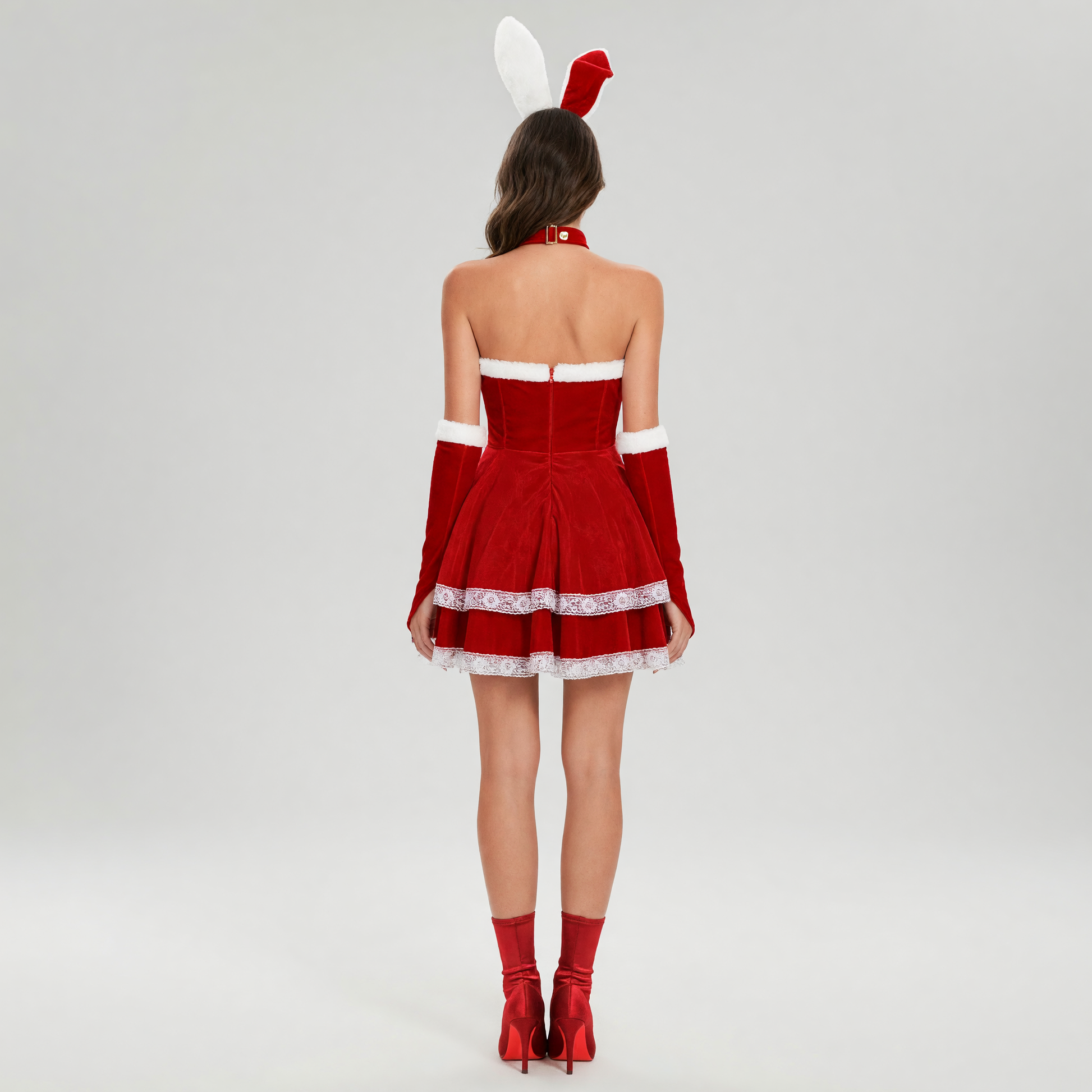 New Year's Bunny Costume: Red Dress with Ears
