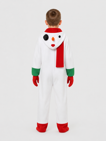 Snowman Costume: Jumpsuit with Scarf and Mittens back view