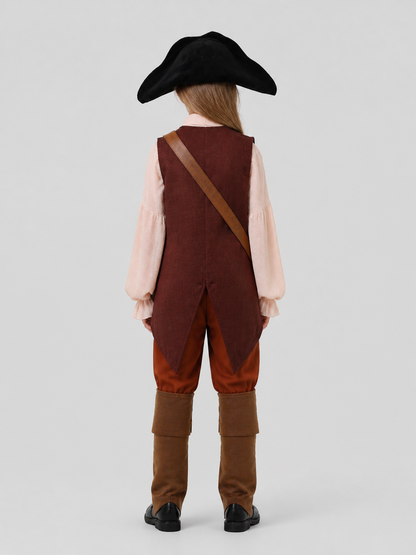 Children's Pirate Costume with Vest and Hat, S-XXL