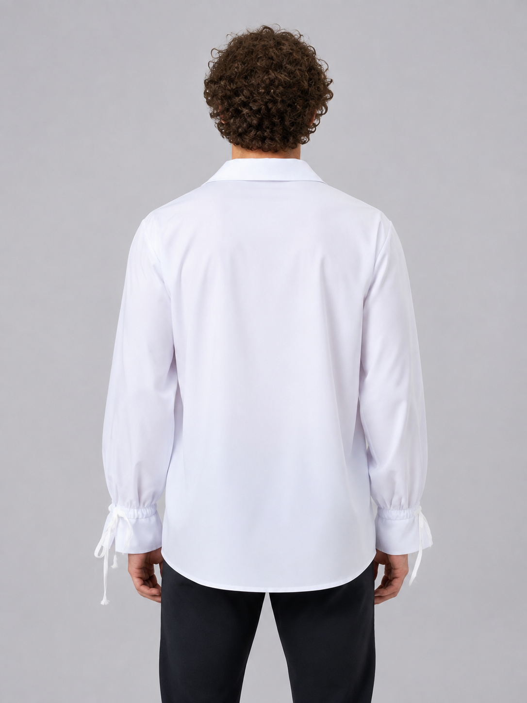 White Medieval Lace-Up Shirt back view