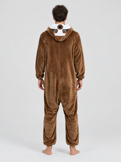 Kigurumi pajama with hood and voluminous ears, brown