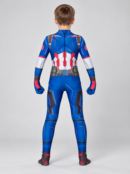 Blue Superhero Costume for Cosplay with a Star