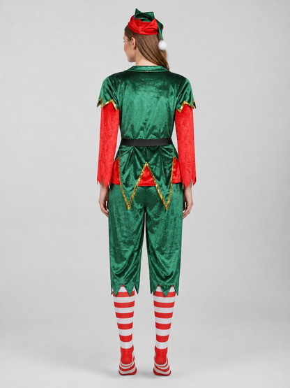 Christmas Elf Costume: Green and Red Jumpsuit