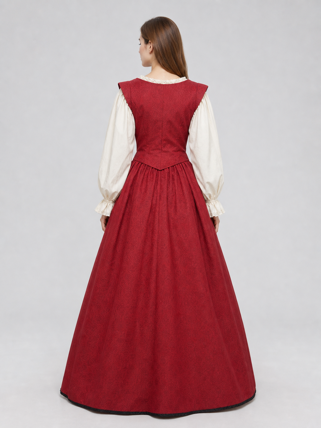 Renaissance-Style Dress with a Square Neckline