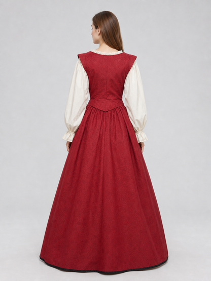 Renaissance-Style Dress with a Square Neckline