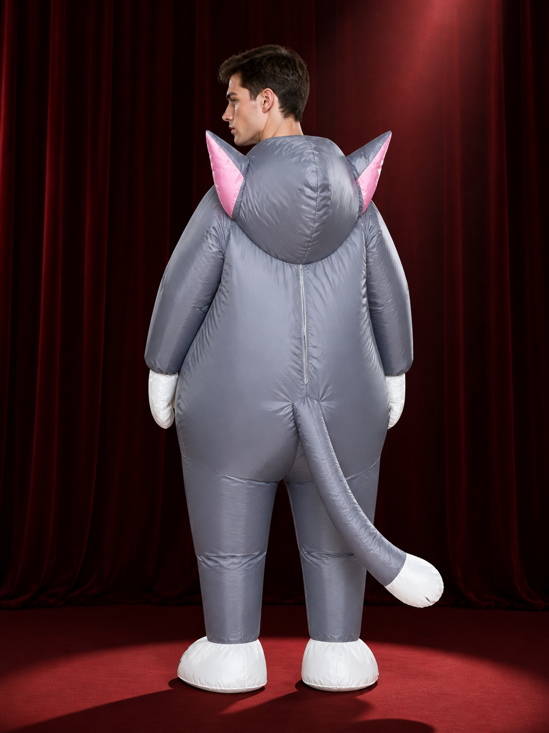 Cartoon Cat Inflatable Costume for Halloween Christmas, Funny Cosplay Outfit back view