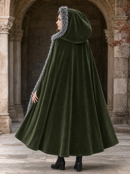 Olive Hooded Costume Cloak
