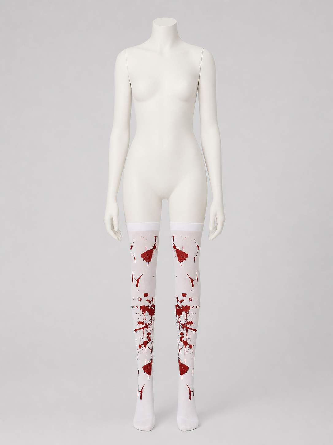 White Long Socks with Red Blood Splatter, Pair back view