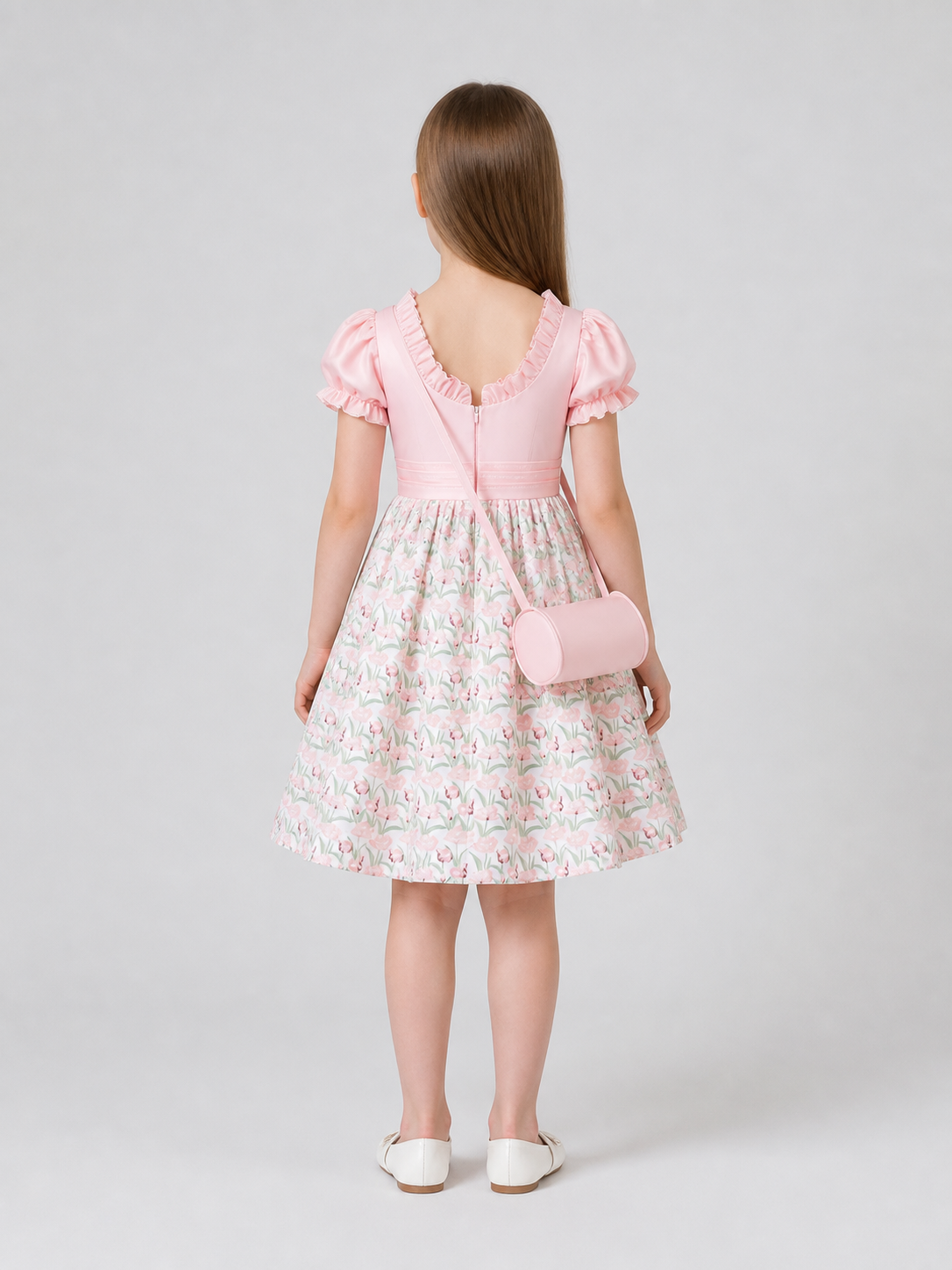 Princess Dress with Puff Sleeves for Flower Girls