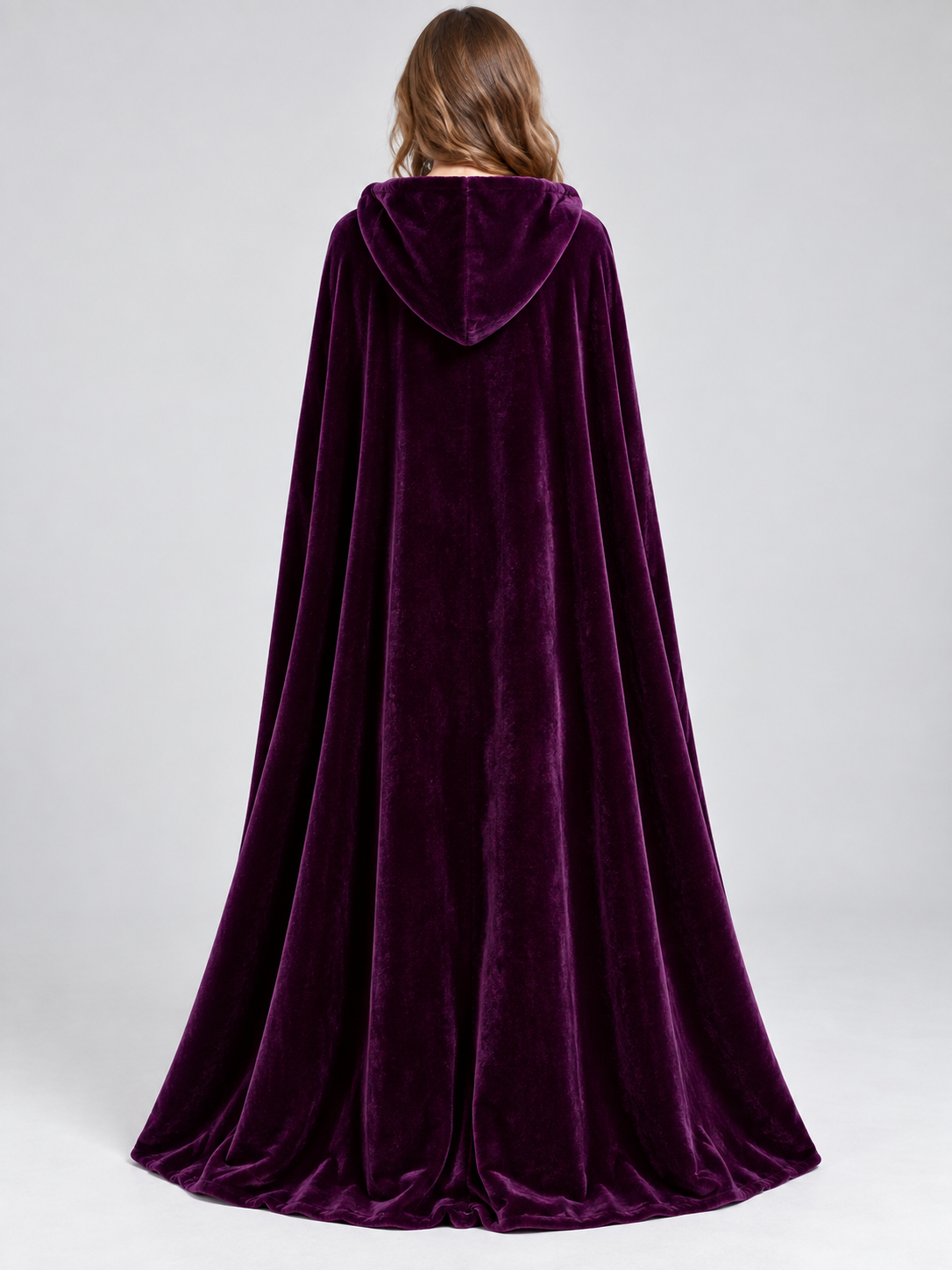 Dark Purple Velvet Hooded Cape