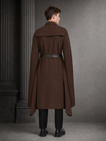 Medieval Character Cosplay Costume Set, 4-Piece Brown Cape, Black Inner Garment, Belt And Pants, Role Play Stage Outfit
