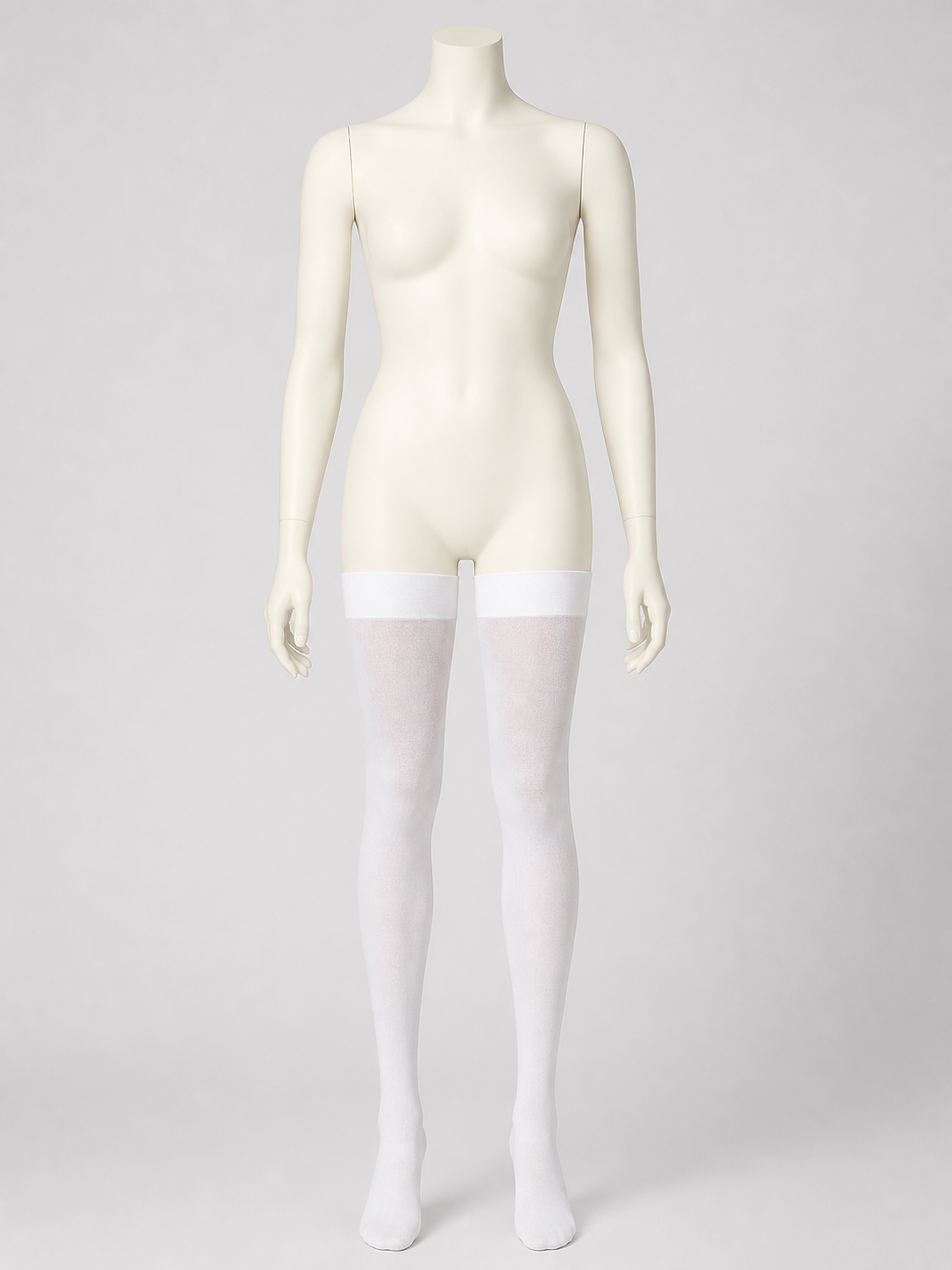 White Sheer Knee-High Socks with a Wide Textured Ribbed Band back view