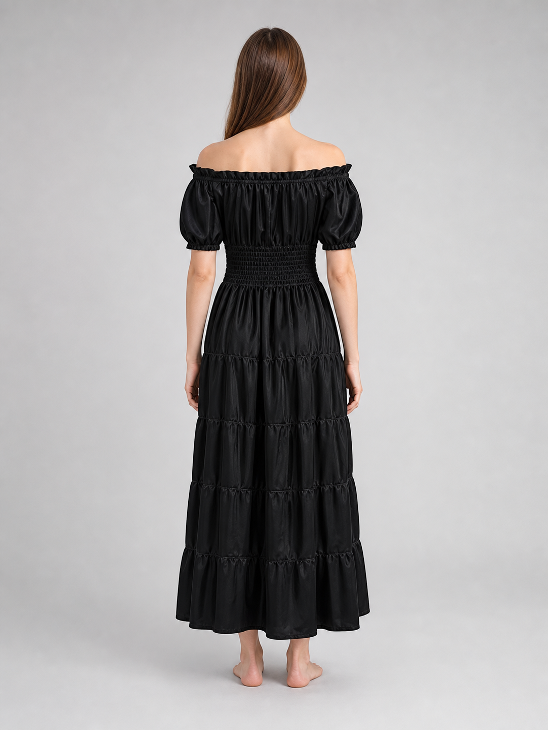 Black Tiered Medieval-Style Dress