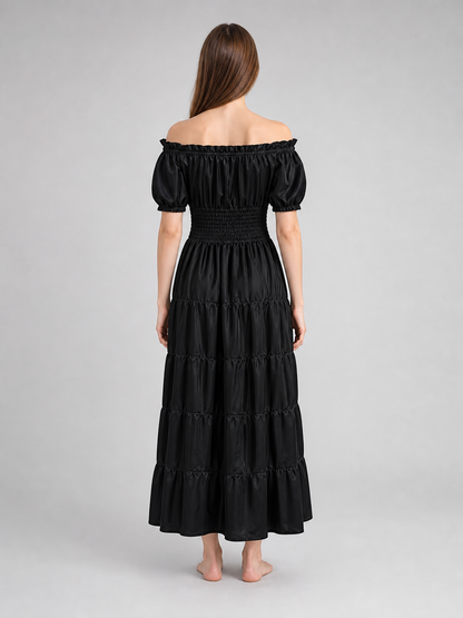 Black Tiered Medieval-Style Dress