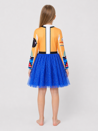 Rumi Cosplay Dress with Long Sleeves and a Full Skirt back view