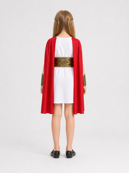 Ancient Roman Warrior Costume with Red Cape for Cosplay back view