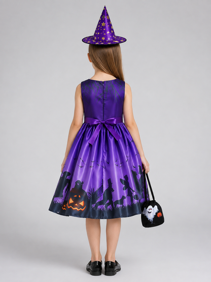 Children's Halloween Costume Dress with Hat back view