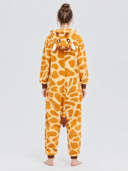 Fleece Giraffe Hooded One-Piece Pajamas