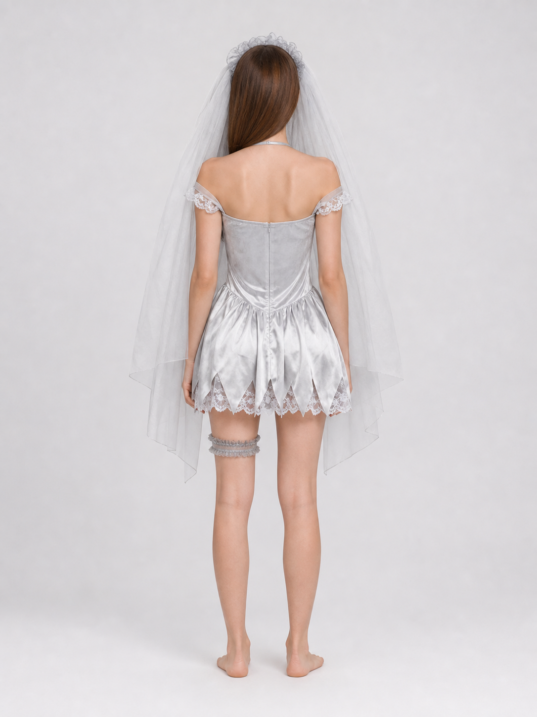 Carnival dress costume with veil and garter