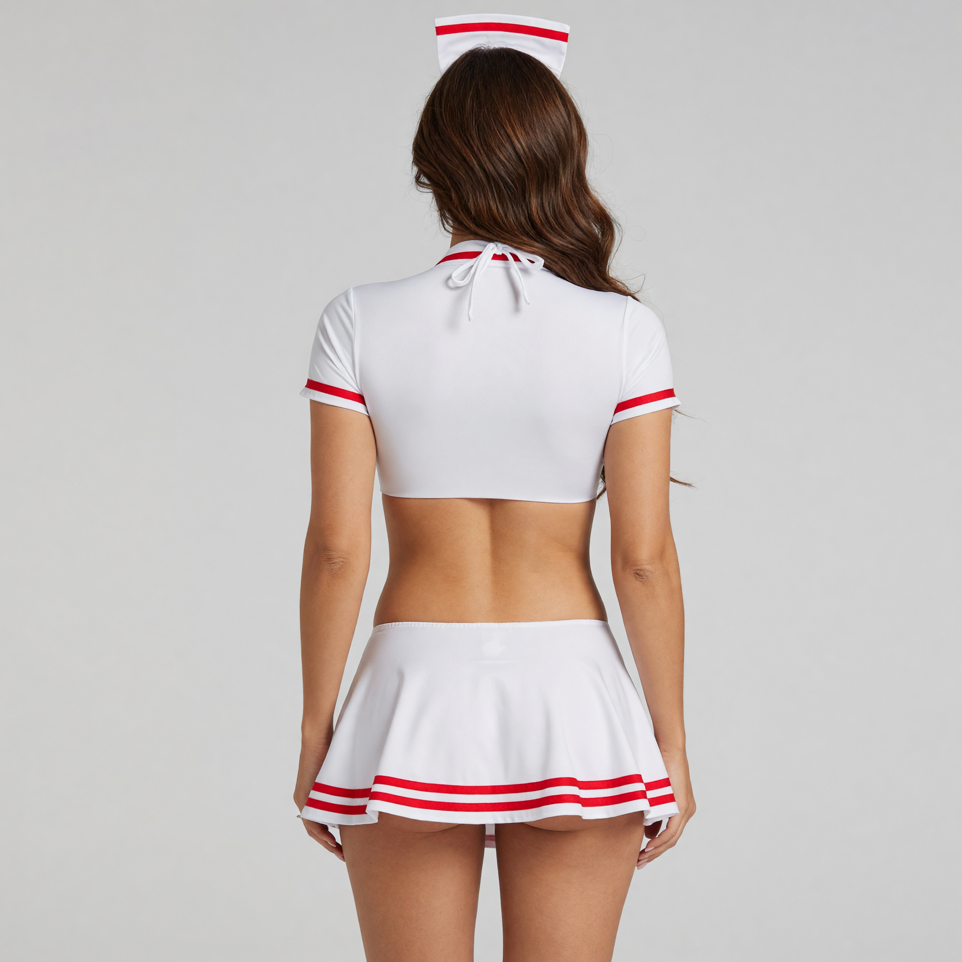 Nurse Costume with Red Trim and Cap