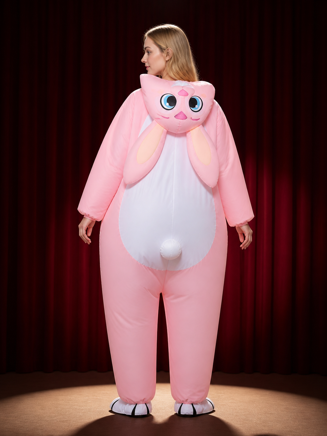 Pink Rabbit Inflatable Costume, Cute Halloween Party Outfit back view