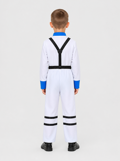 Astronaut Costume, White Cosplay Jumpsuit back view