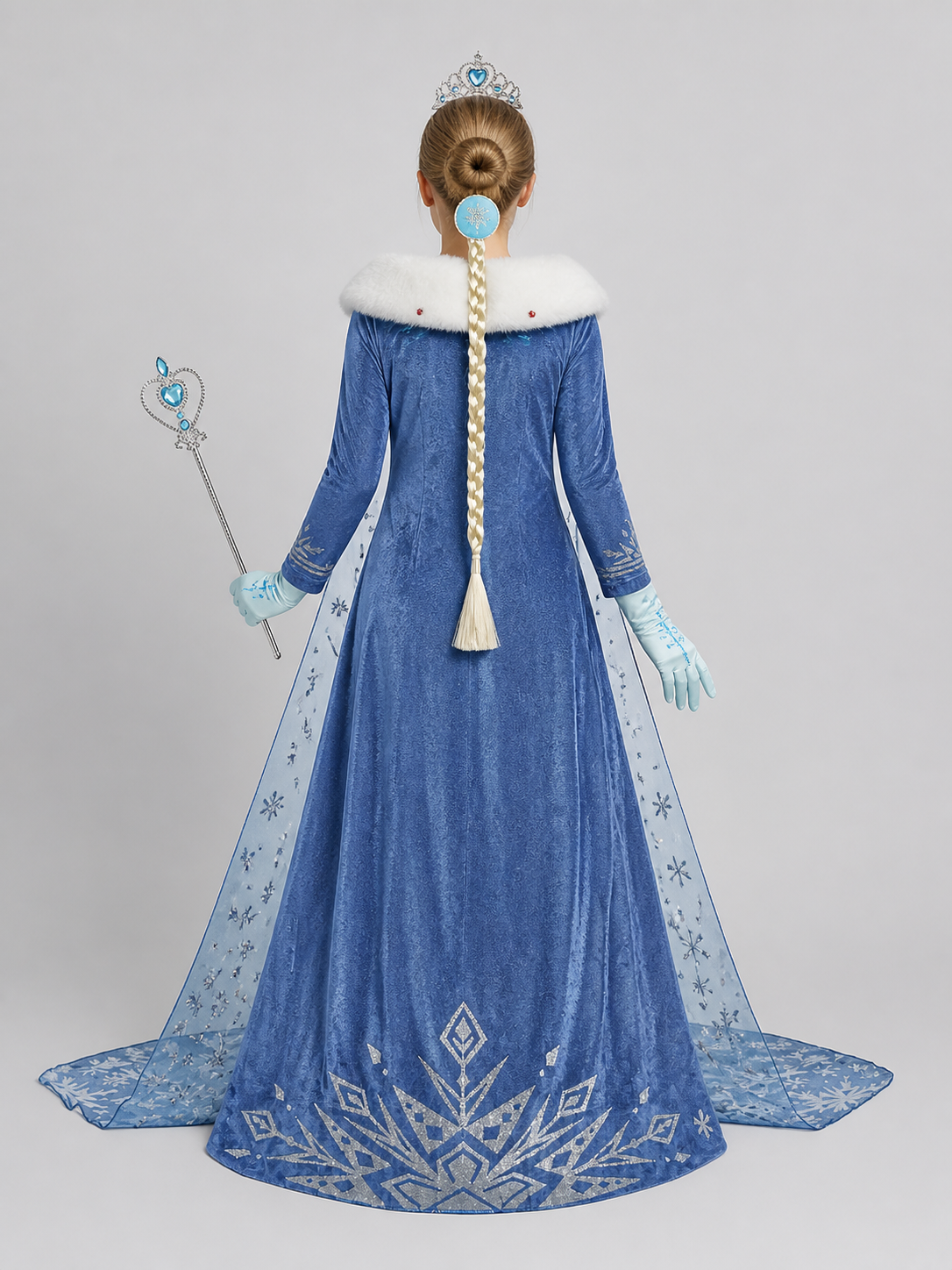Children's Elsa Carnival Costume with Accessories back view