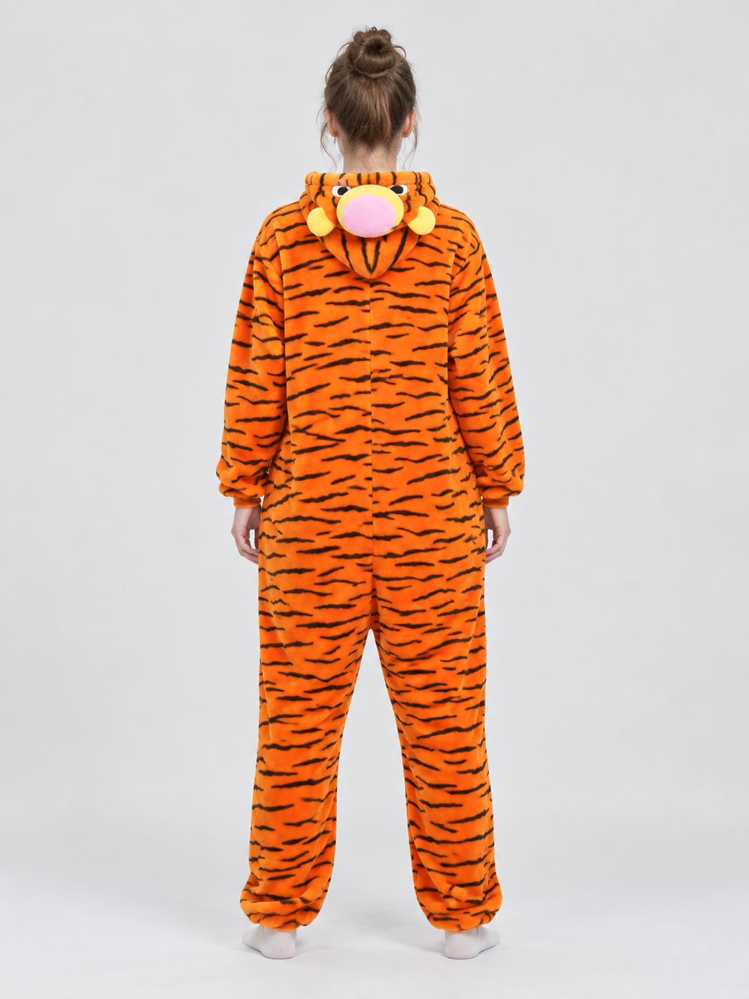 Orange Loose-Fit Hooded Jumpsuit Pajama