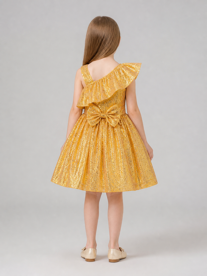 Gold Sequin Ball Gown for Girls for Weddings