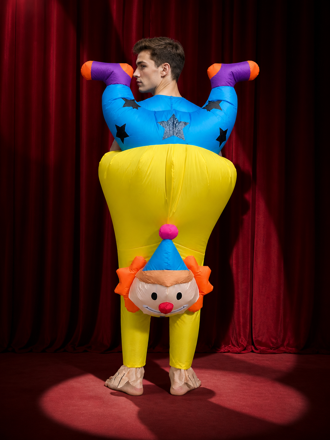 Adult Inflatable Upside Down Clown Costume, Halloween Outfit back view