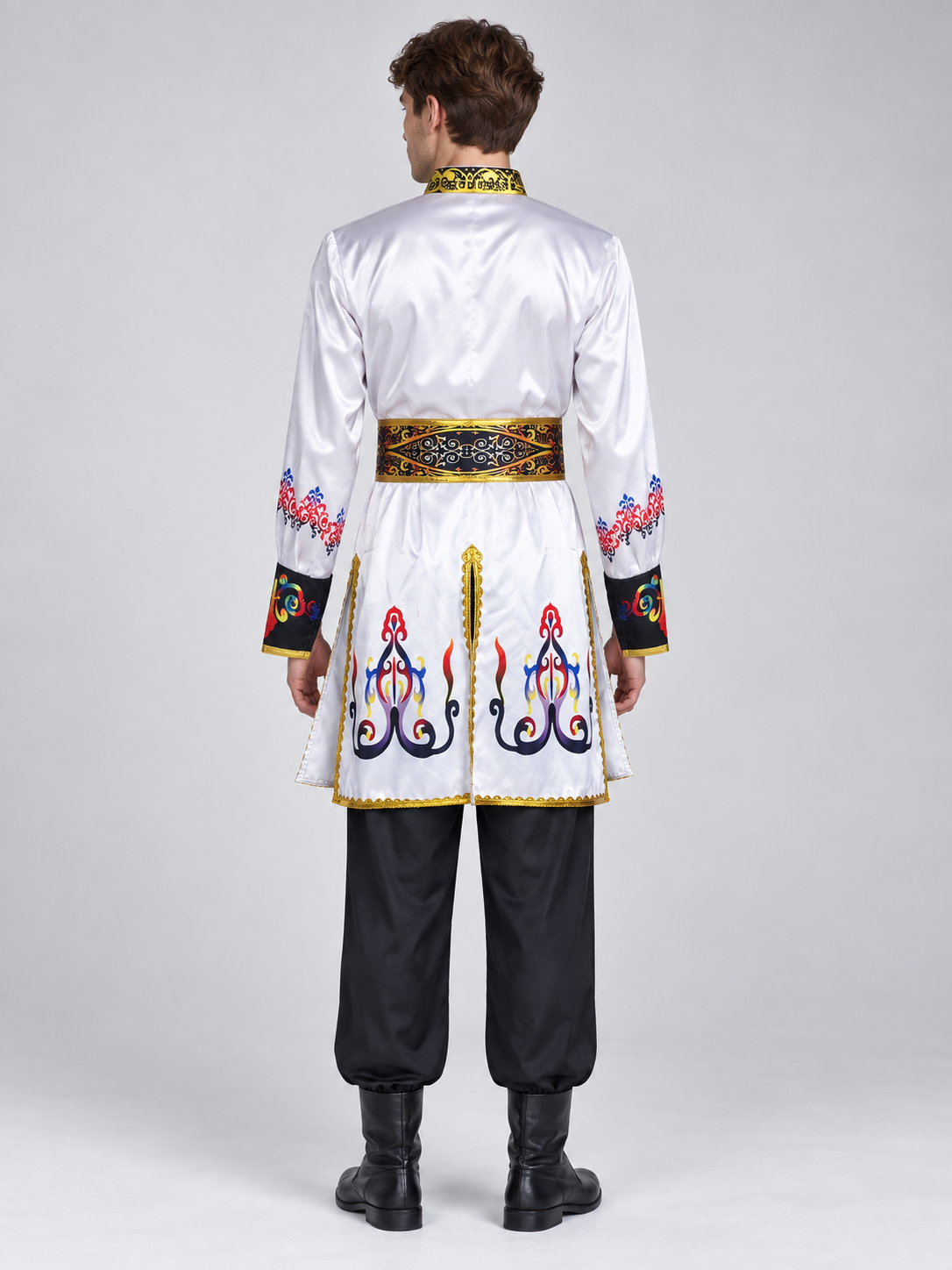Stage Costume for Folk Dance White Black
