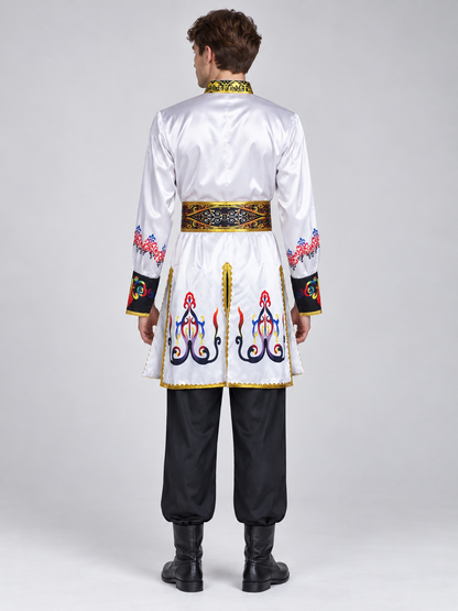 Stage Costume for Folk Dance White Black
