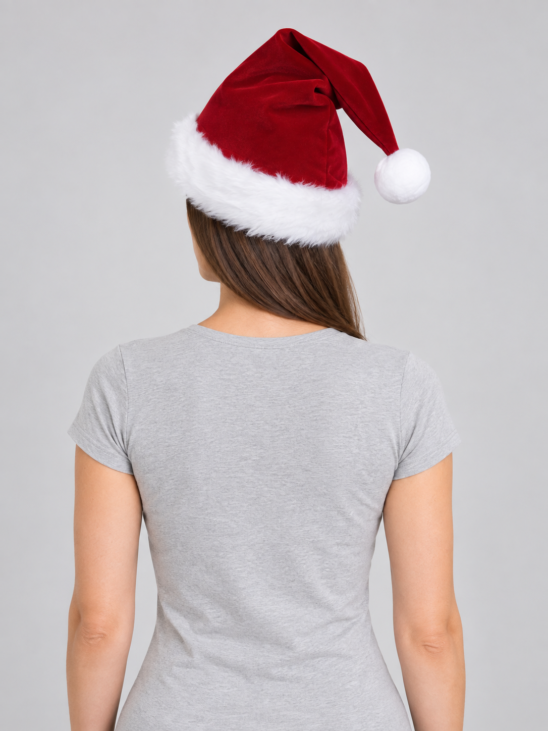 New Year's hat with white fluffy trim and pom-pom