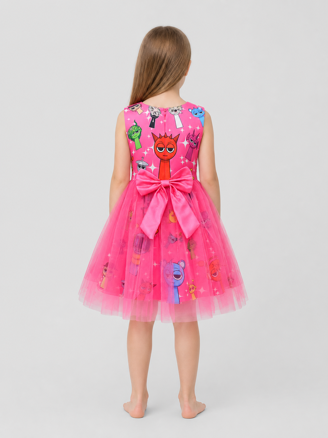 Sprunki Cosplay Dress with Full Tulle Skirt and Bow back view