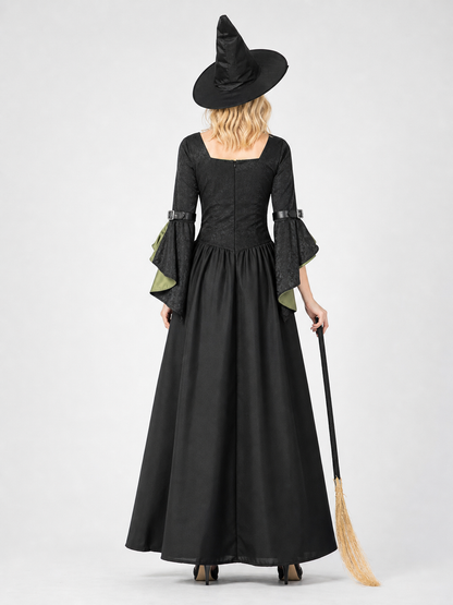 Long Witch Costume Dress for Halloween with Hat